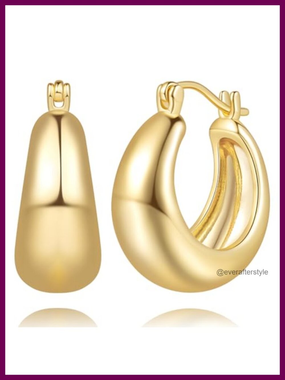 14k Gold Plated Chunky Hoop Earrings for Women